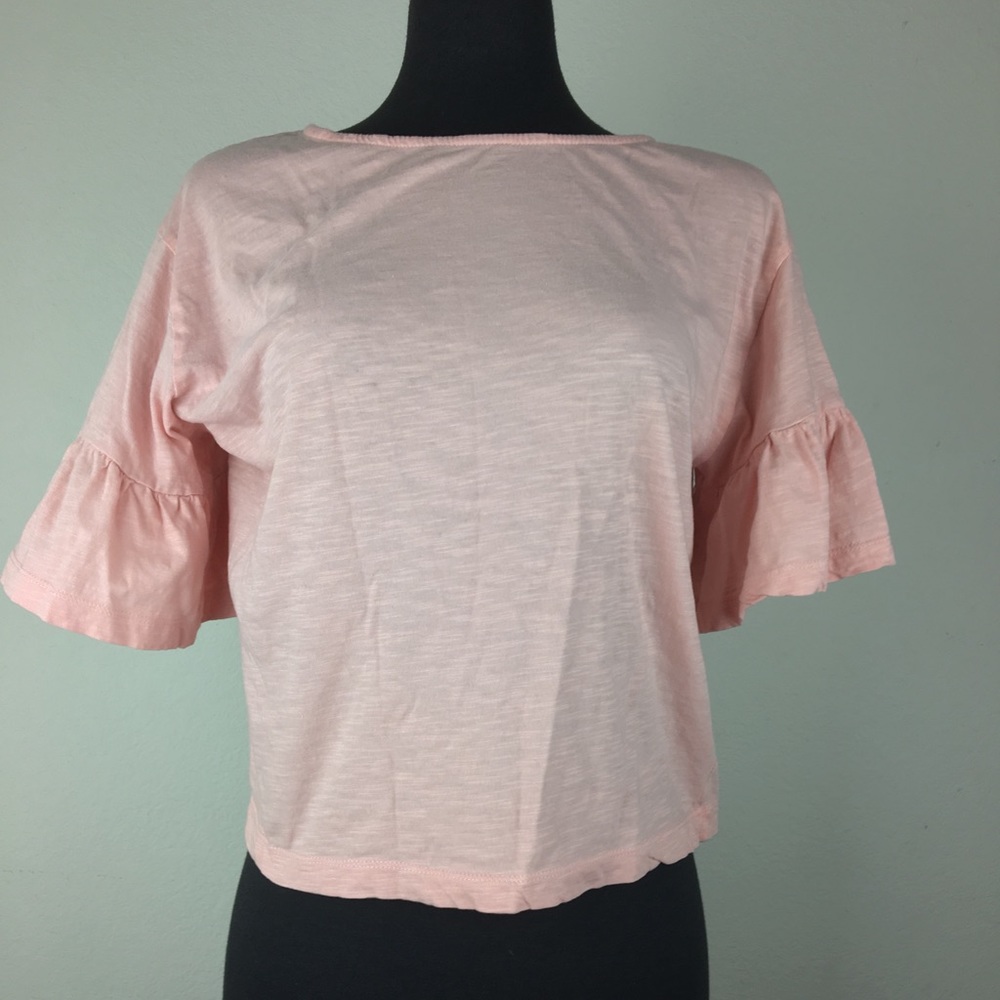 ZARA Woman Basic Collection Pink Bell Sleeve Top S